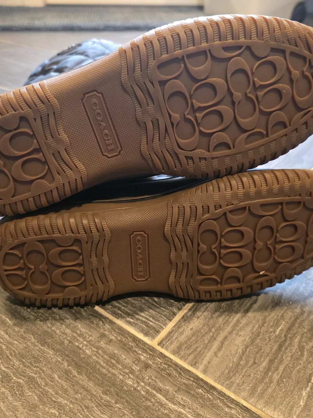 Coach Black Quilted Nylon & Leather Winter Boots with Tan Sole